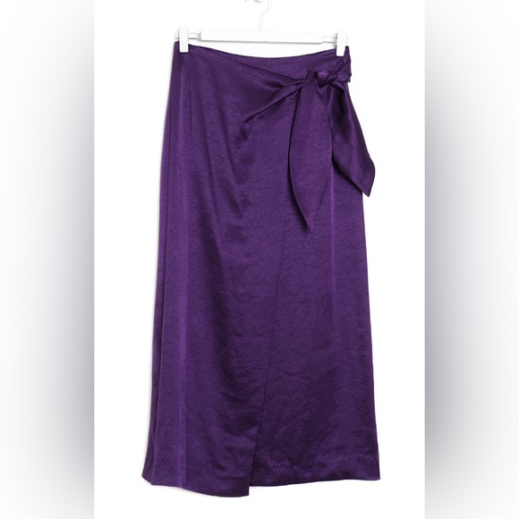 Nanushka Satin Wrap Skirt in Purple - Picture 1 of 8